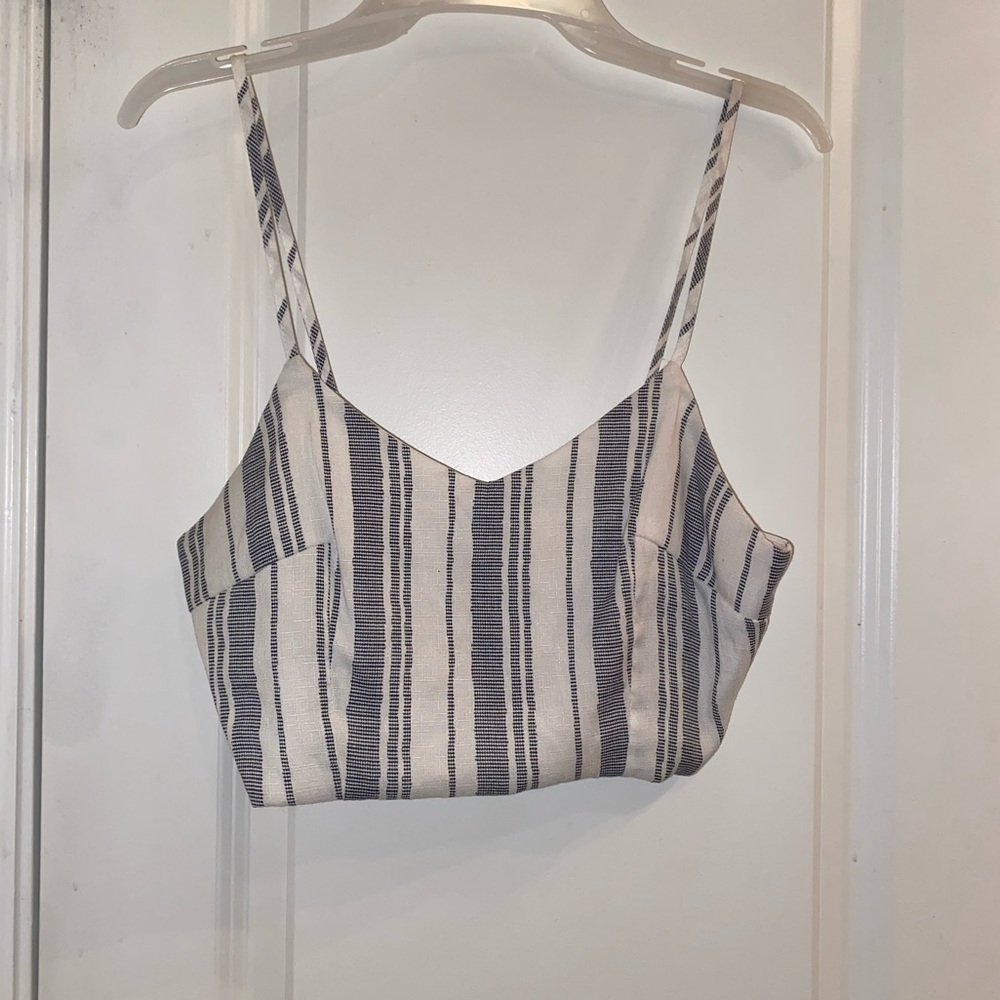 Blue and White Crop Top